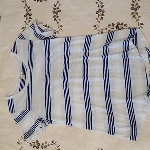 Style&Co White and Blue Striped Top